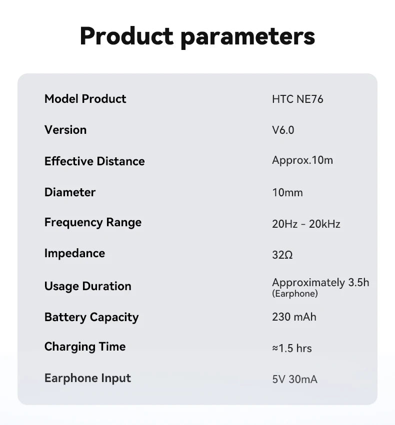 Sleeping Earphones HTC NE76 AI Translation Earbuds Wireless Bluetooth Noise Reduction HIFI Music Stereo Sound Headphones