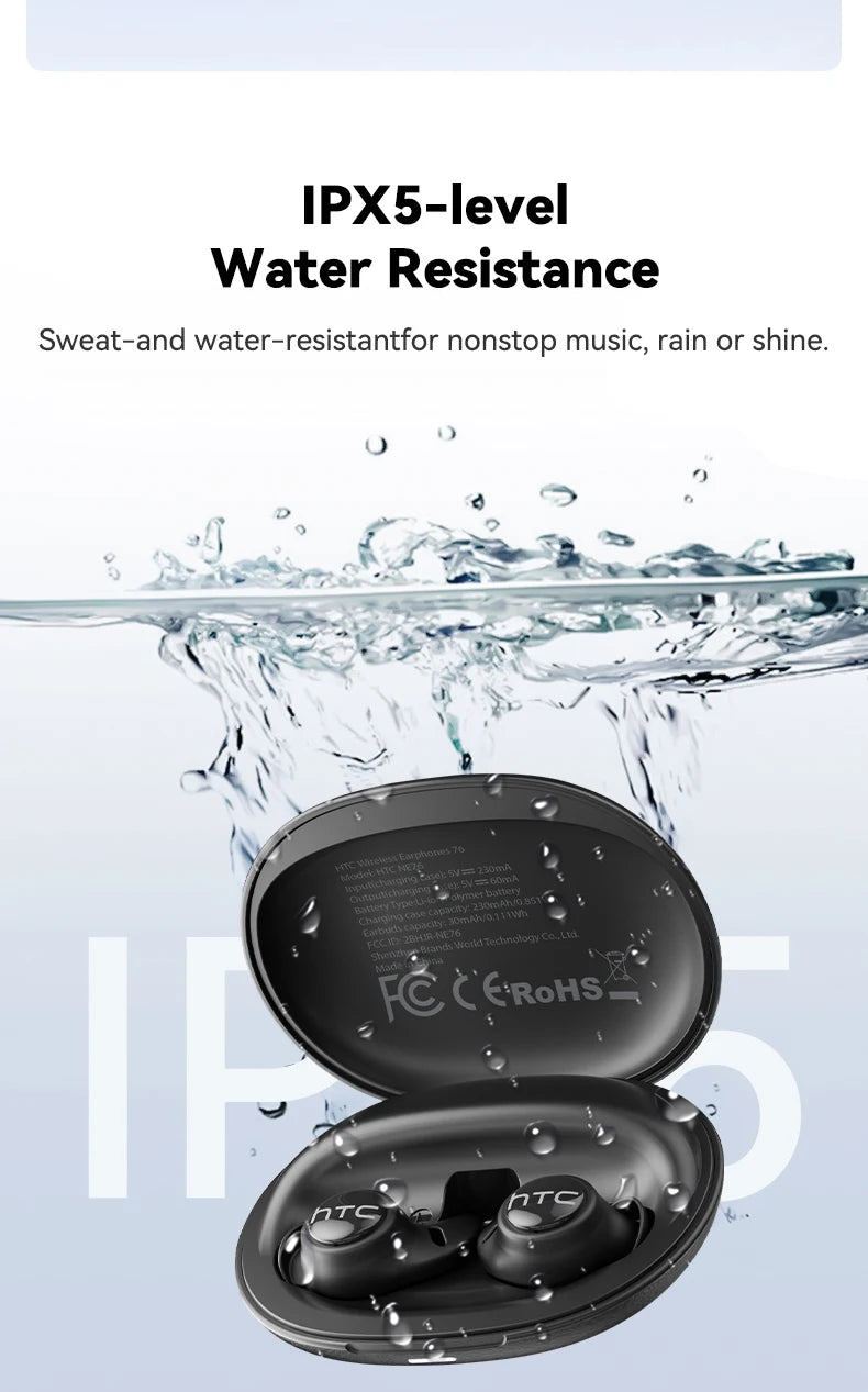Sleeping Earphones HTC NE76 AI Translation Earbuds Wireless Bluetooth Noise Reduction HIFI Music Stereo Sound Headphones